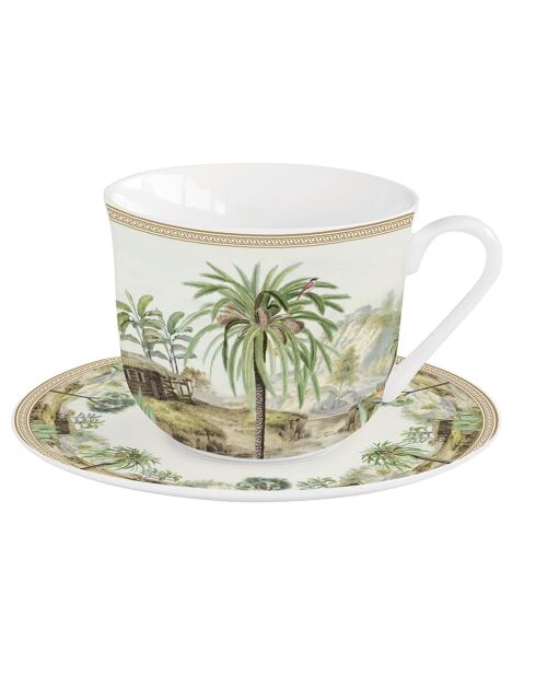 Taza y platillo de desayuno de porcelana, en caja CEYLON multicolor, 370 ml