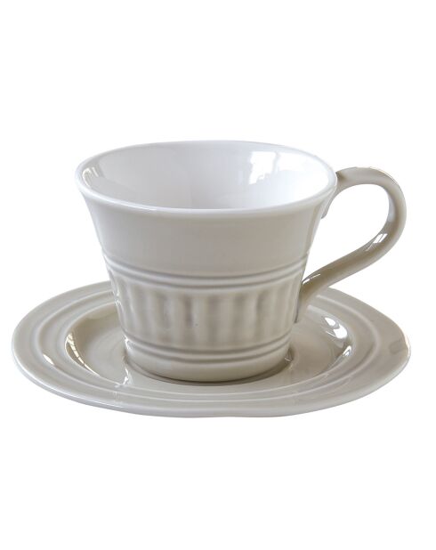 Lot de 6 Tasses avec soucoupes en porcelaine ABITARE gris clair - 250 ml