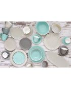 Lot de 6 Tasses avec soucoupes en porcelaine ABITARE gris clair - 250 ml