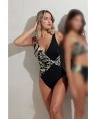 Jungle Mare zwart gedrapeerd badpak uit één stuk
