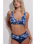 Traje de baño azul marino de cintura alta de 2 piezas