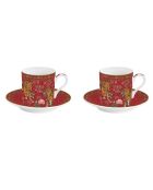 Lot de 2 tasses et soucoupes en porcelaine BENGALA rouges - 75 ml