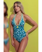 Bañador de una pieza azul patchwork