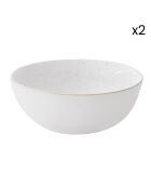 Set de 2 cuencos blancos de porcelana ARTESANAL - D.22 cm