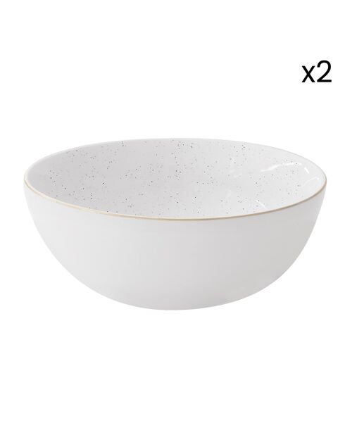 Set de 2 cuencos blancos de porcelana ARTESANAL - D.22 cm