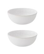 Set de 2 cuencos blancos de porcelana ARTESANAL - D.22 cm
