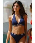 Marineblauw luxe 2-delig zwempak zonder rug