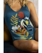 Bañador de una pieza azul metalizado Cooper