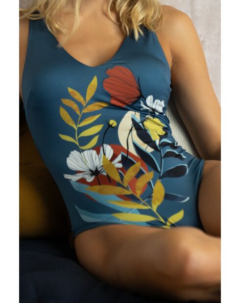 Bañador de una pieza azul metalizado Cooper