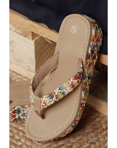 Tongs compensées multicolores