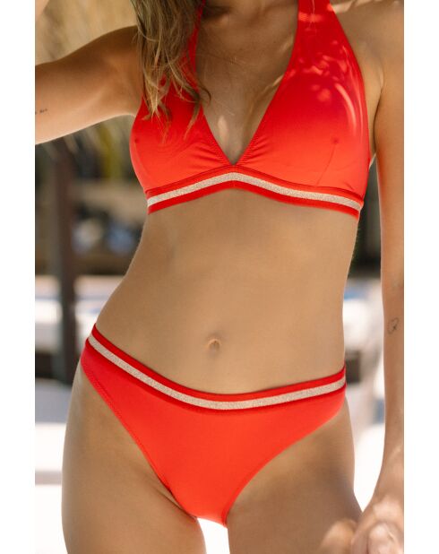 Costume da bagno 2 pezzi sportivo di lusso rosso senza schienale