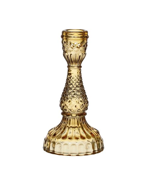 Portacandele in ceramica ambrata - 8x17 cm