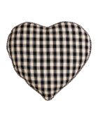 Cojín campestre negro en forma de corazón - 40x35 cm