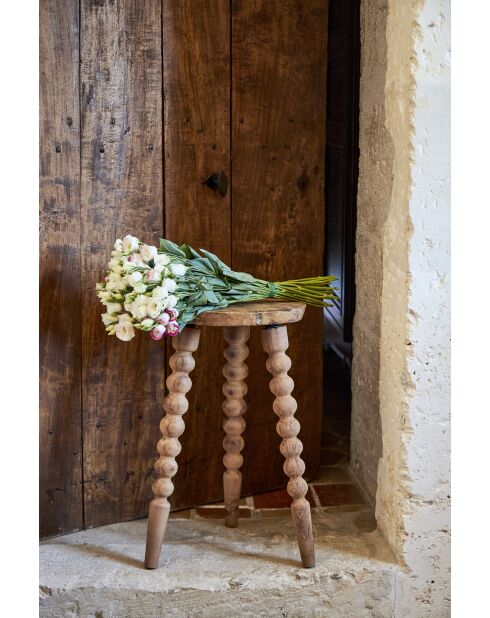 Mesa auxiliar campestre de color natural claro - 34 x 60 cm
