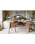 Mesa auxiliar campestre de color natural claro - 34 x 60 cm