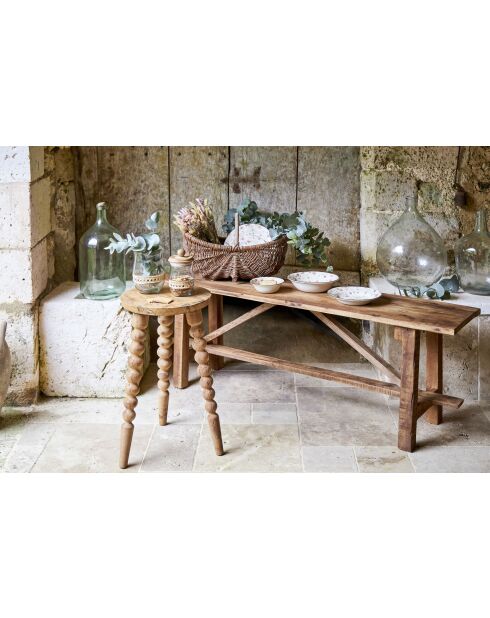 Mesa auxiliar campestre de color natural claro - 34 x 60 cm