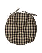 Zwart landelijk stoelkussen - d40 cm