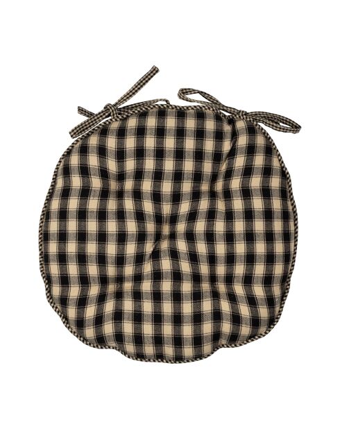 Zwart landelijk stoelkussen - d40 cm