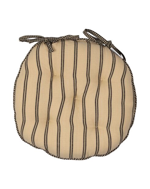 Zwart landelijk stoelkussen - d40 cm