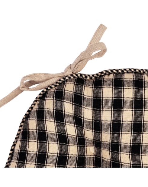 Zwart landelijk stoelkussen - d40 cm