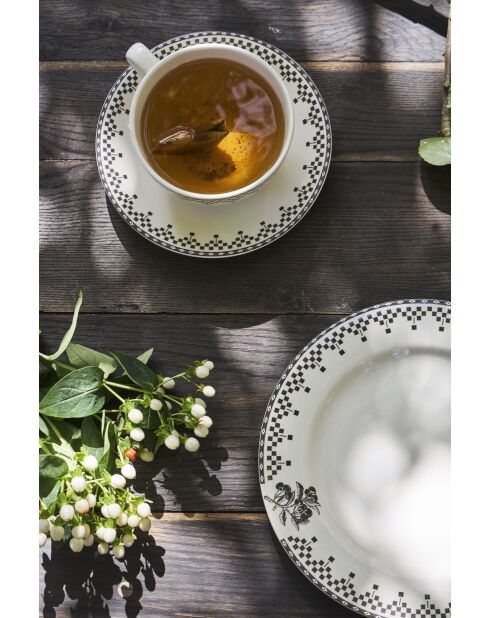 Assiette à dessert damier blanc/anthracite - D.22,5 cm