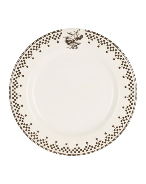 Plato llano de damero blanco/antracita - D.27 cm