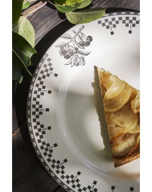 Plato llano de damero blanco/antracita - D.27 cm