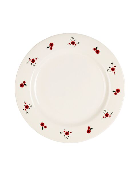 Plato llano en paquerette blanco/rojo - D.27 cm