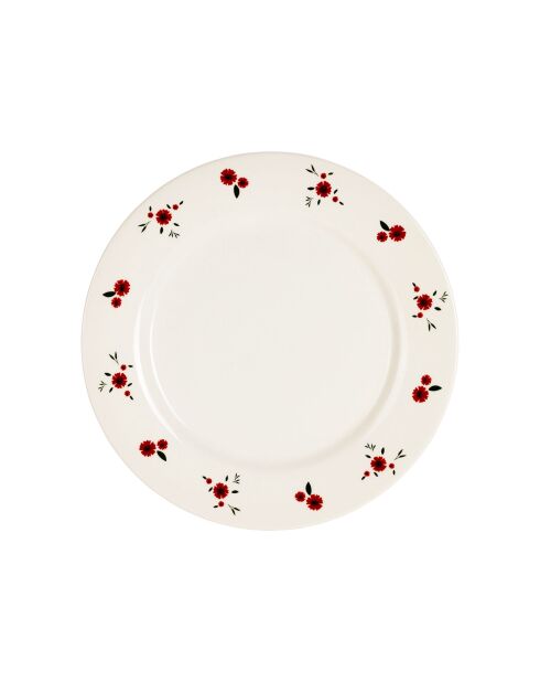 Plato de postre en paquerette blanco/rojo - D.22,5 cm