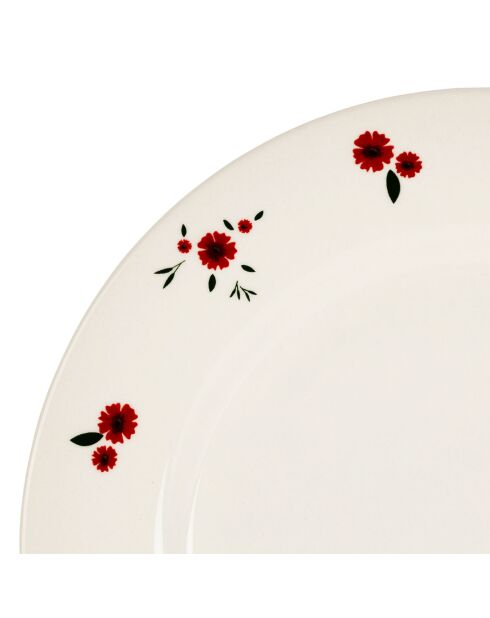 Plato de postre en paquerette blanco/rojo - D.22,5 cm
