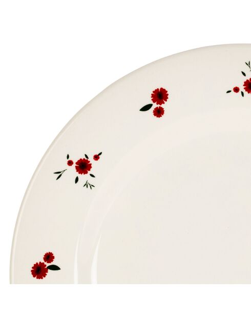 Plato llano en paquerette blanco/rojo - D.27 cm