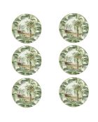 Set van 6 CEYLON groene aperitief-/dessertborden - D.19 cm