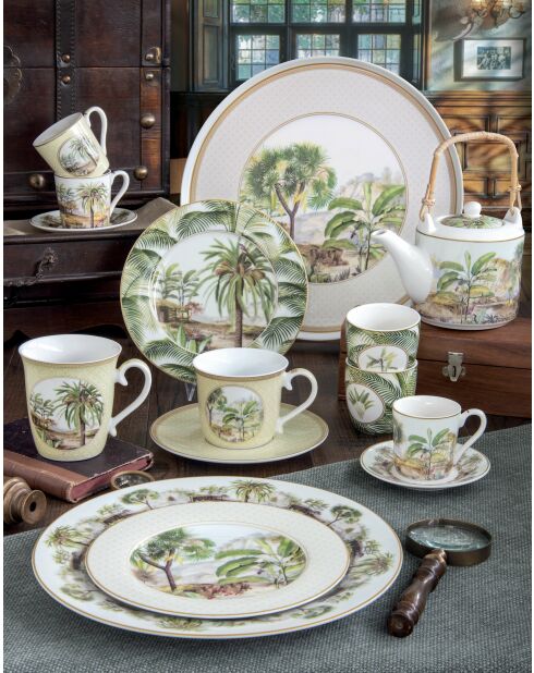 Set van 6 CEYLON groene aperitief-/dessertborden - D.19 cm