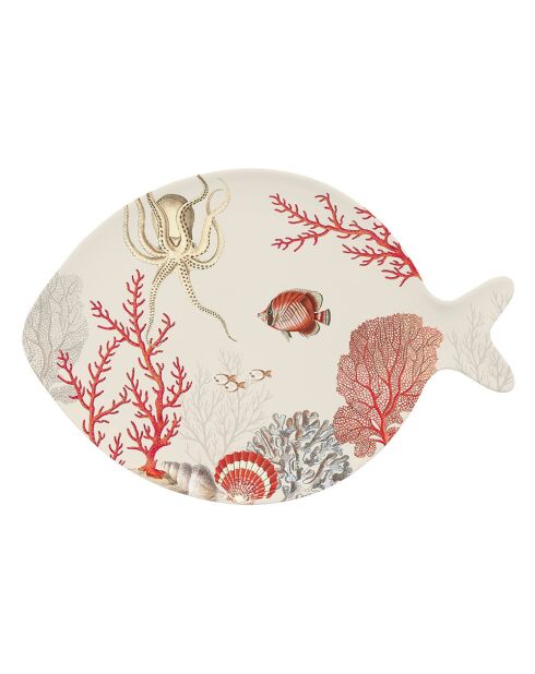 Plat de poisson version A CORAL REEF rouge - 31 x 21,5 cm