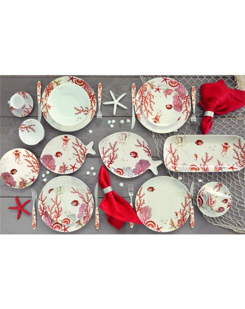 Plat de poisson version A CORAL REEF rouge - 31 x 21,5 cm