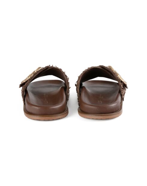 Sabot Twisted Paradise in pelle marrone