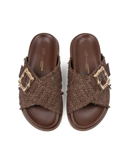 Sabot Twisted Paradise in pelle marrone