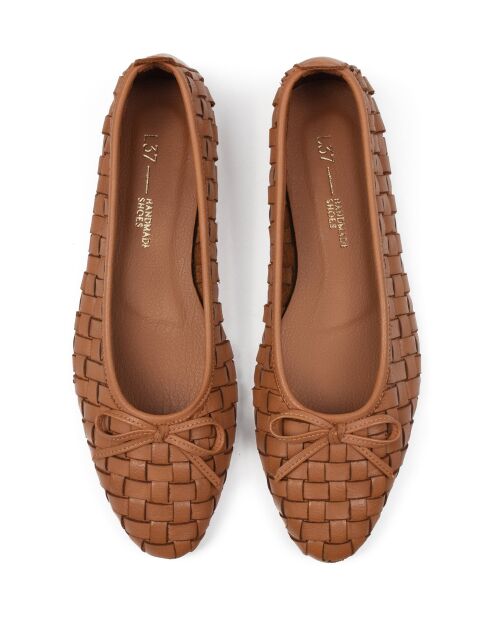 Hypnotiserende bruine leren ballerina's