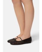 Schwarze Lederballeriness am Sonntagmorgen