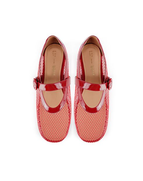 Spend My Day Ballerinas aus rotem Lackleder/Mesh