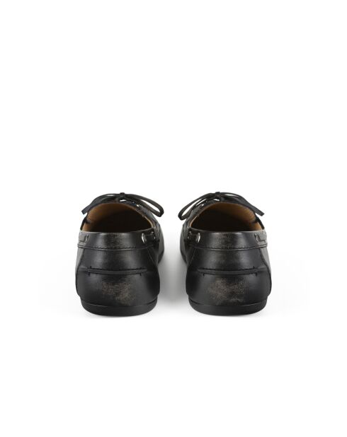 Schwarze Slow Life Mokassins aus Leder