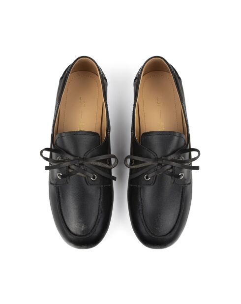 Schwarze Slow Life Mokassins aus Leder