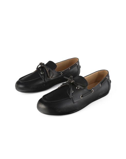 Schwarze Slow Life Mokassins aus Leder