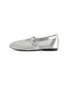 Spend My Day Ballerinas aus Leder und Mesh in Silber