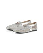 Spend My Day Ballerinas aus Leder und Mesh in Silber