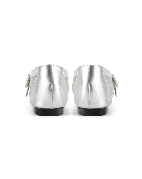 Spend My Day Ballerinas aus Leder und Mesh in Silber