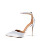 Zapatos de tacón satinados plateados Come Away With Me