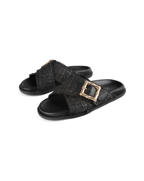 Mules de piel negra Twisted Paradise