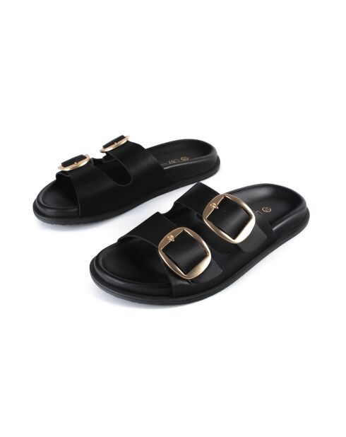 Mules de piel negros Summer Soothe