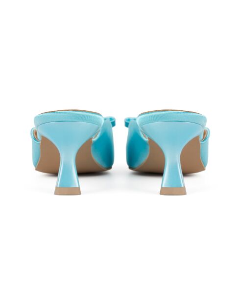 Mules Sophie de satén azul